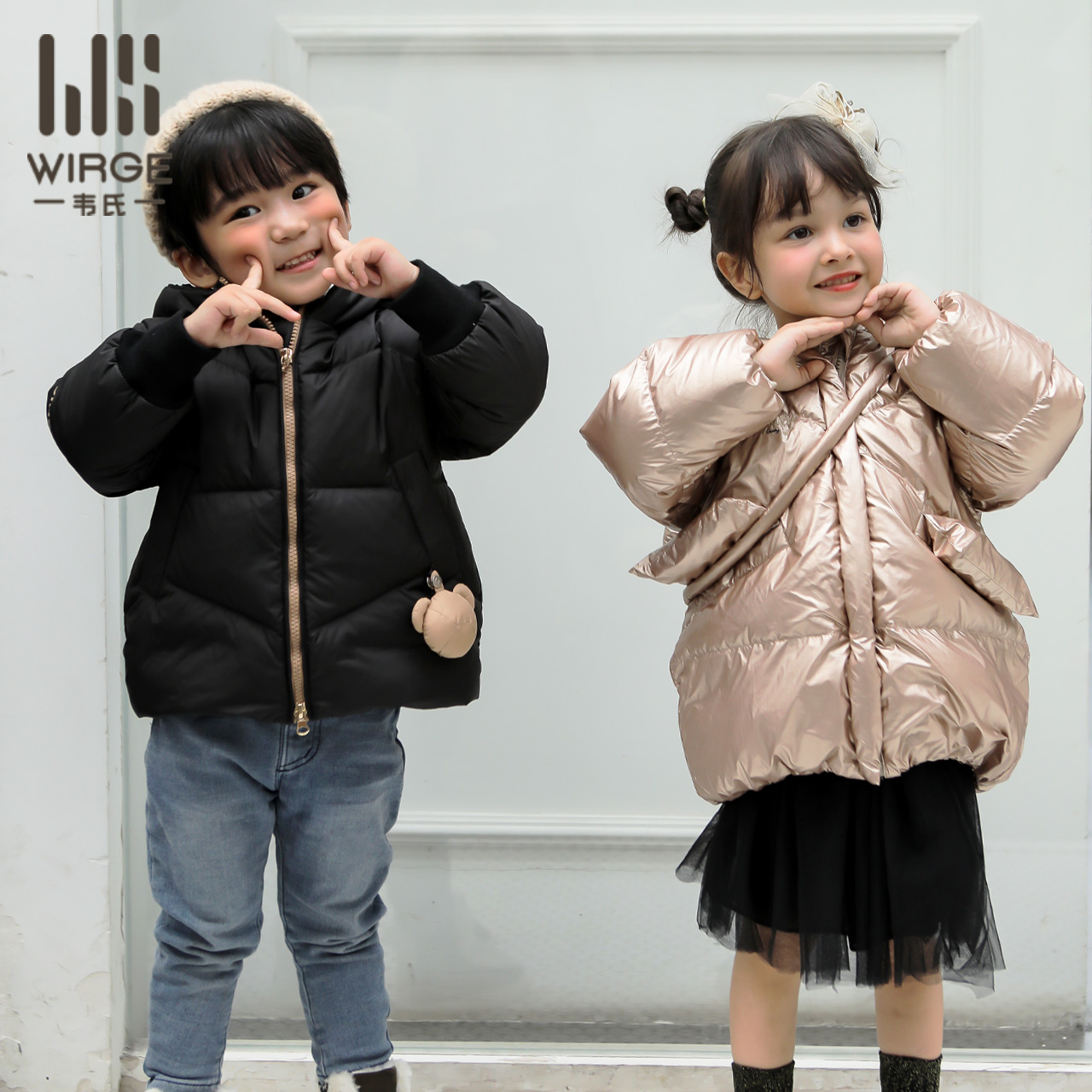 Webster 2021 New Winter Cute Princess Boy and Girl Short Child Down Warm and Thicker Child Clothing Costumes