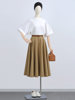 Camel half umbrella skirt zhang ziyi's same style large skirt umbrella skirt old money high-intellectual commuting mid-length khaki