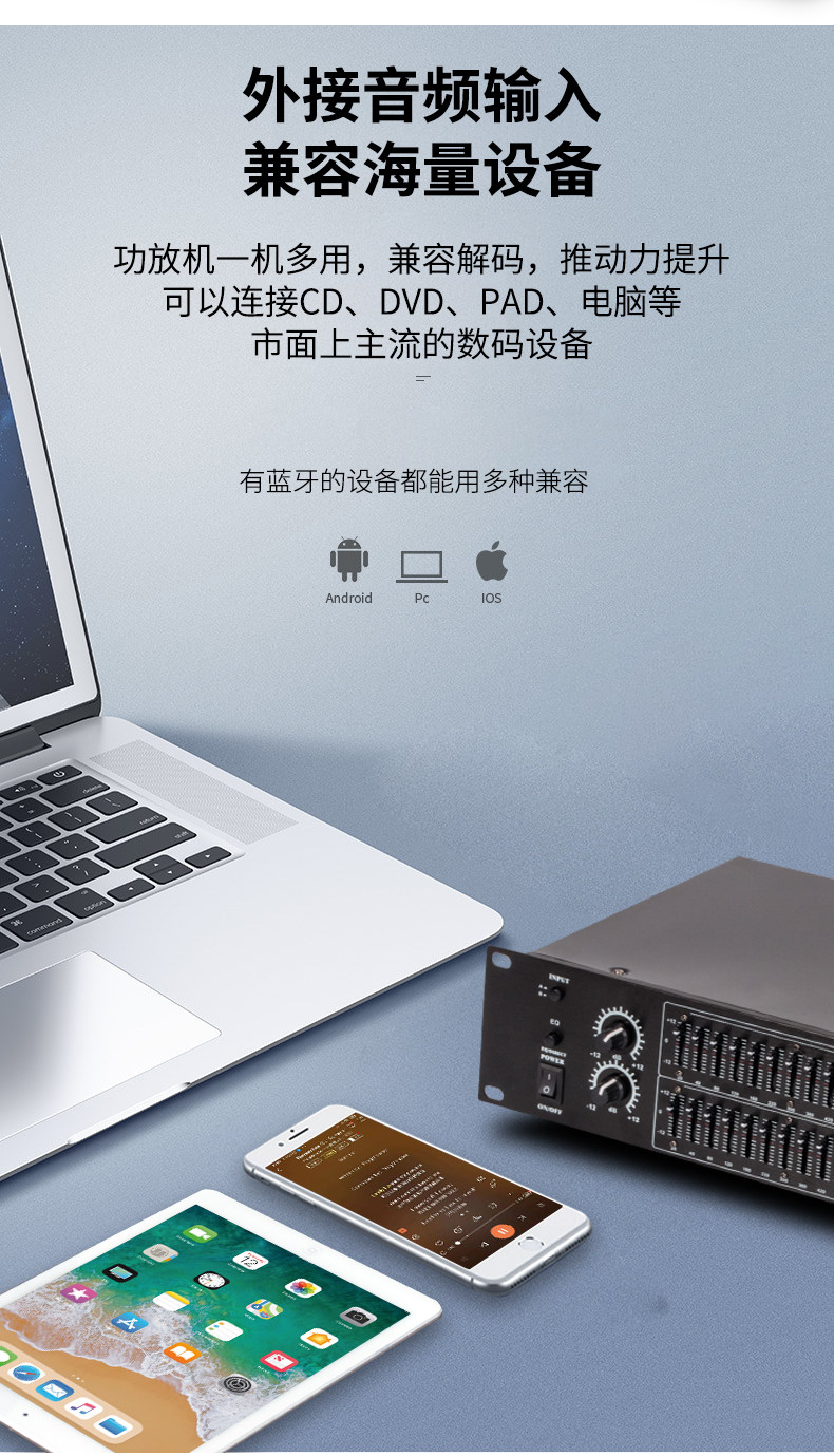 Стабилизатор звука 双25段50个调音台立体声eq均衡专业ktv蓝牙均衡器hifi发烧家用eq