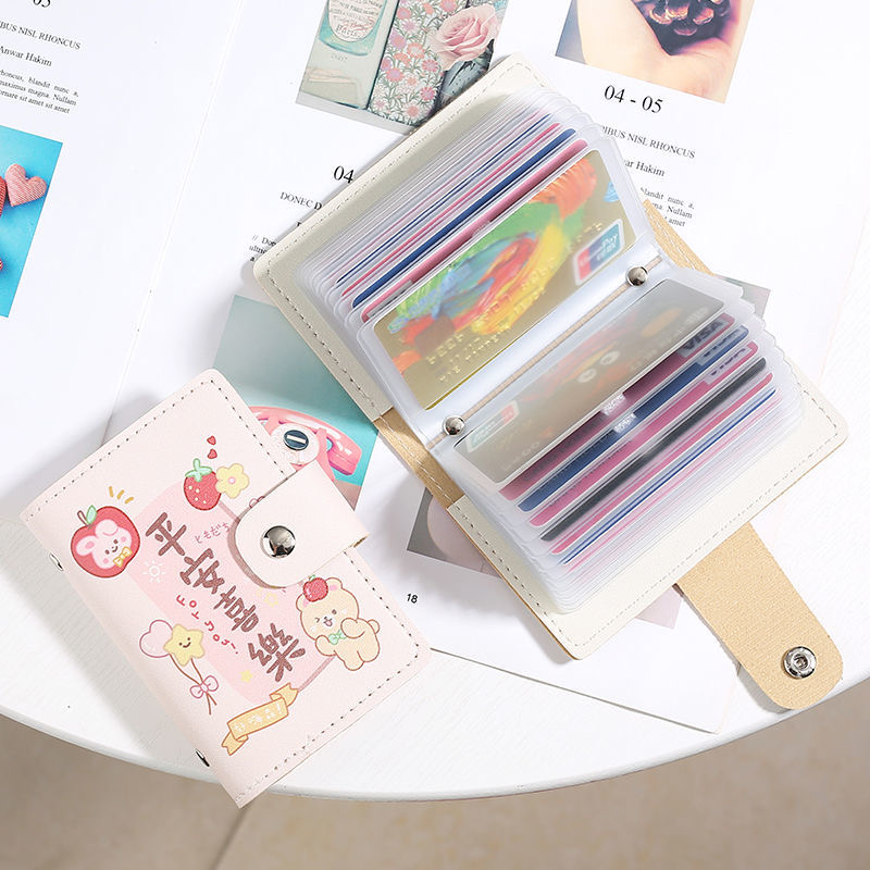 Kattunka Bag Woman Cute Personality Multi-Position Large Capacity Korea Ultra Slim Anti-Degauss Small Card Clip clamping sleeve