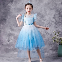 Frozen 2 Aisha Princess Dress Girls Summer Dresses Short Sleeve Aisha Dress elsa Yarn Dress ins Dress