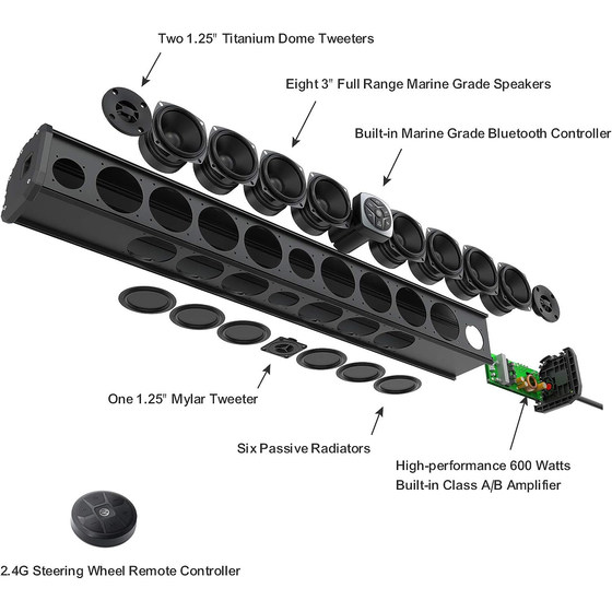 Bombardier X3 audio Bluetooth speaker sound bar suitable for Maverick 121 and 154 or 172 to 200 hot sale