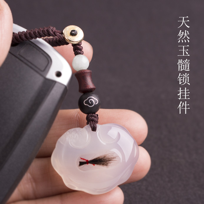 Long life lock jade chalcedony fetal hair pendant fetal hair souvenir diy homemade baby baby ruyi lock fetal hair pendant