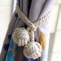 Original hand-woven European pastoral cotton rope curtain buckle curtain strap simple modern double ball