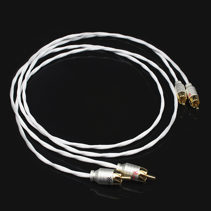 Tefulon silver plated fever HIFI audio line double lotus double RCA sound signal power amplifier line