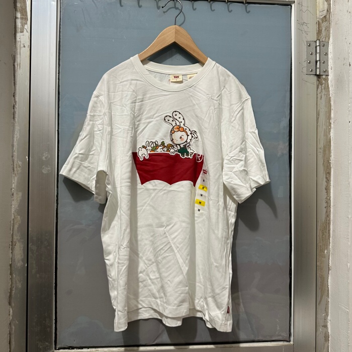Levi's Cartoon Print Short-Sleeved T-Shirt for Men and Women, Loose-Fitting Pure Cotton White Top Levi's Cartoon Print Short-Sleeved T-Shirt for Men and Women, Loose-Fitting Pure Cotton White Top