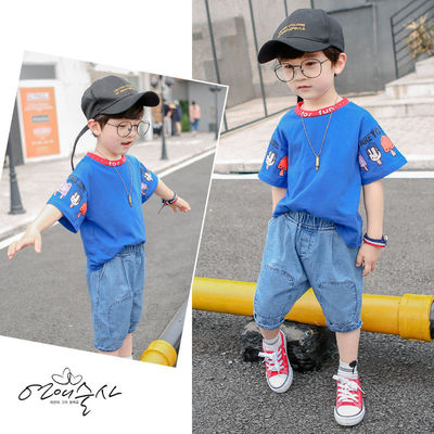 13【短袖+牛仔裤 两件套】男童夏装套装新款儿童T恤夏季衣服