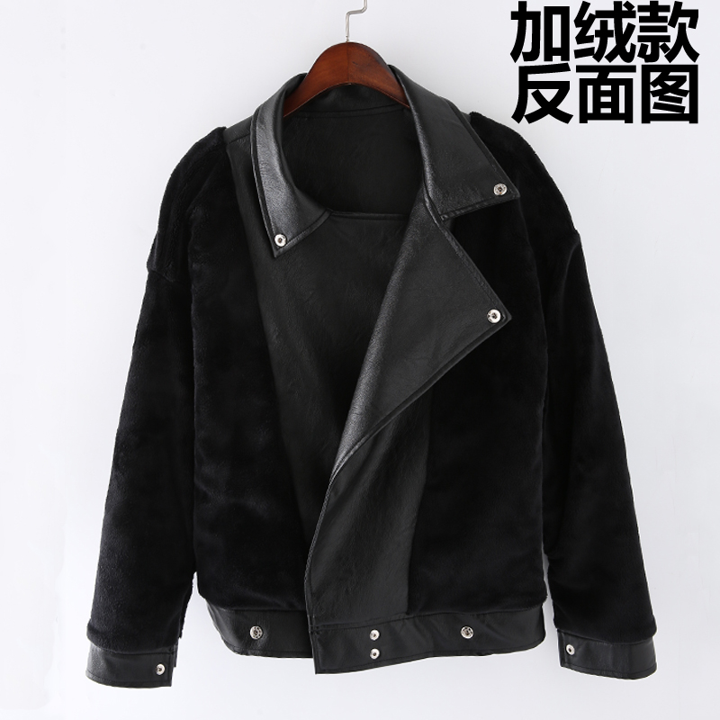 Cộng với chất liệu nhung da dày nữ rộng chie port gió áo khoác sinh viên bf ngắn ulzzang jacket 2018 mùa đông áo da dáng dài