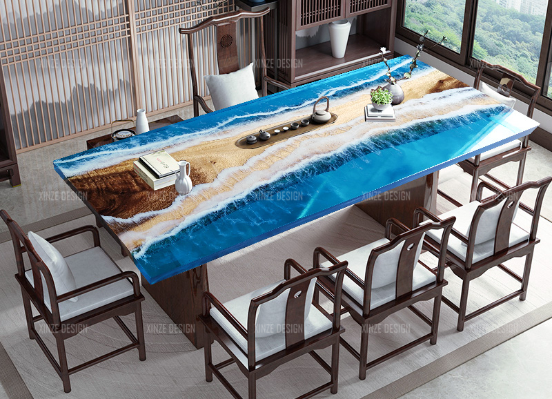 Resin River Table Resin Marine Table Light Extravagant Style Nets Red Ins Resin River Table Modern Brief-Taobao