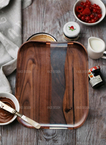  Simple Japanese-style epoxy resin river table Dry foam solid wood small tea tray Household tea table tray Drain tray Log