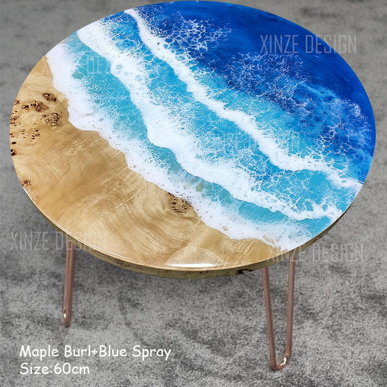 Creative Art Table Epoxy River Solid Wood Splicing Tea Table Sofa Small Round Table Balcony Xznew