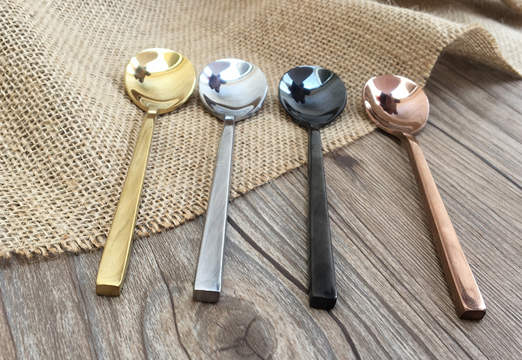 Sáng tạo thép không gỉ muỗng cà phê muỗng vàng khuấy thìa Bắc Âu cá tính Golden Spoon tráng miệng muỗng muỗng kem - Cà phê bình pha cafe