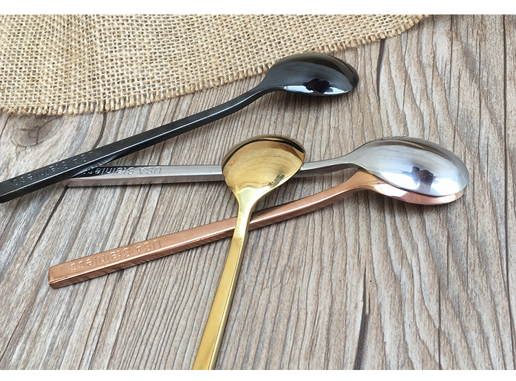 Sáng tạo thép không gỉ muỗng cà phê muỗng vàng khuấy thìa Bắc Âu cá tính Golden Spoon tráng miệng muỗng muỗng kem - Cà phê bình pha cafe