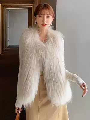 2021 New raccoon fur car vest female short slim slim slim leather fur Korean vest