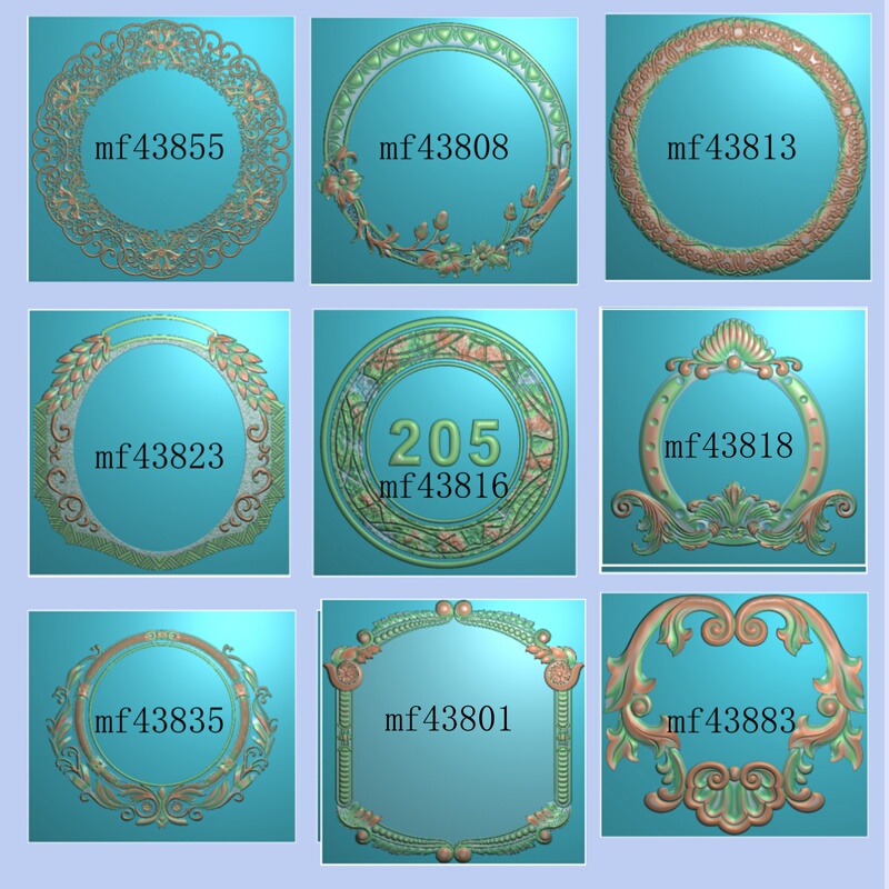 0.68 Yuan/Piece Oval and Round Photo Frames European-Style Floral Border Designs, Willow Flower Appliques, Finely Carved Patterns, Grayscale Images