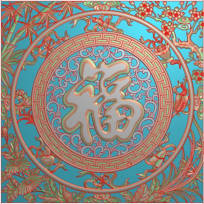 Eight Treasures Formelan Bamboo Chrysanthemum Flowers Screen Eight Treasure Hollowed-out Figuria Floral Characters Hollowed-out Hung Screen Finely Carved Fig.