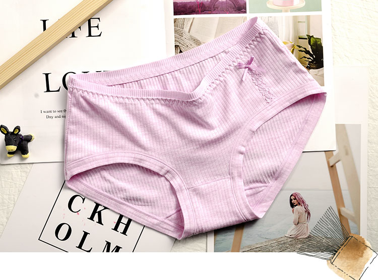 Mua ba tặng một sợi bông miễn phí bơm đồ lót nữ thân thiện với da liền mạch nơ thắt lưng - Giữa eo quần lót lưới nam
