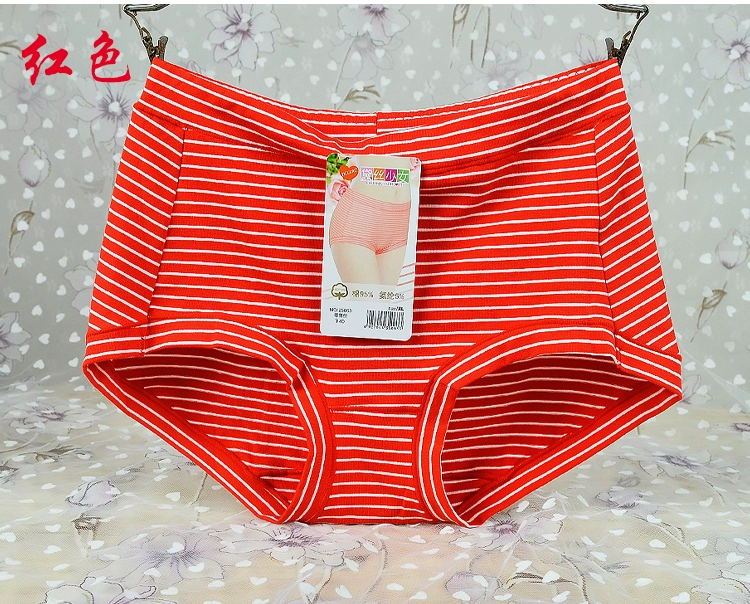 4 túi lụa cô gái đồ lót chính hãng nữ lớn kích thước trung bình và cao eo bông sọc breathable nữ tóm tắt