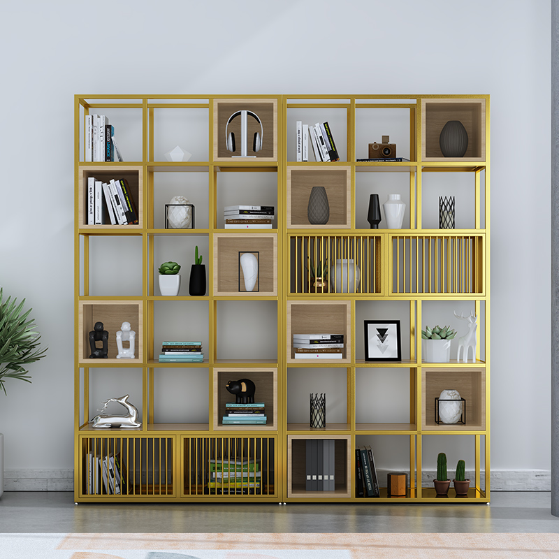 Office shelf simple living room partition screen wrought iron creative multi-storey display shelf bookshelf light luxury storage