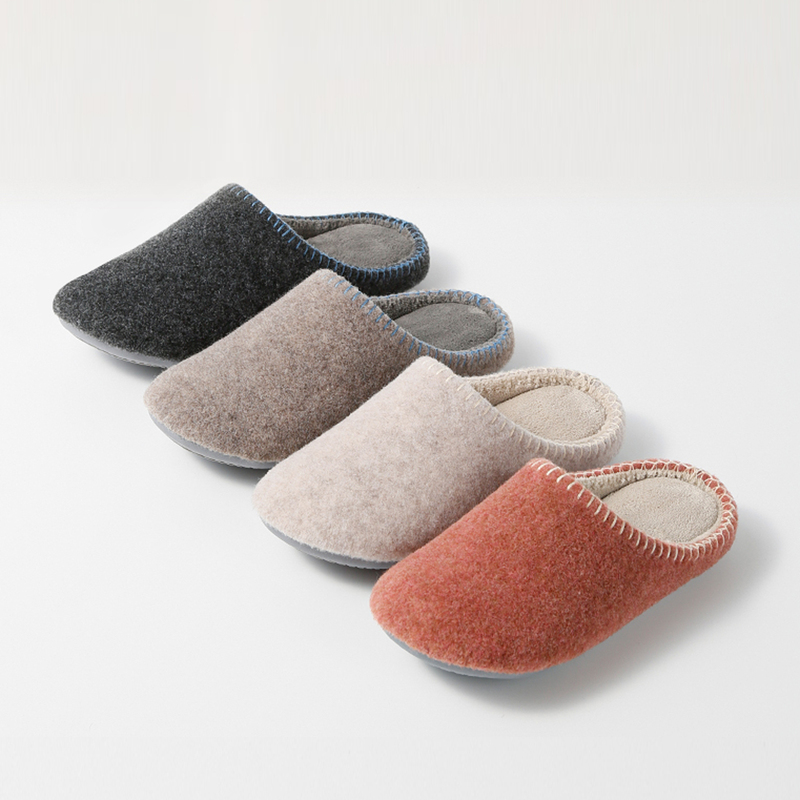 Japanese-Style Felt Warm Indoor Soft-Soled Cotton Slippers for Women, Winter Home Non-Slip Floor Silent Couple Home Slippers for Men