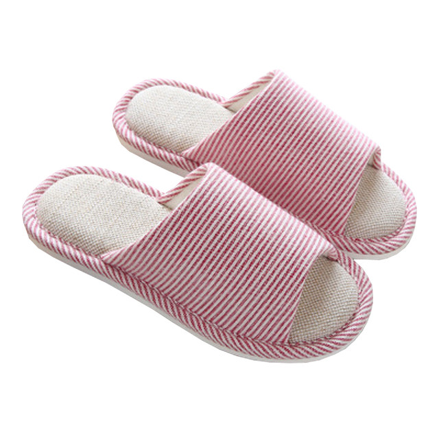 Japanese-style home couple indoor floor non-slip men's and women's cotton and linen sandals and slippers soft bottom home linen slippers women's summer