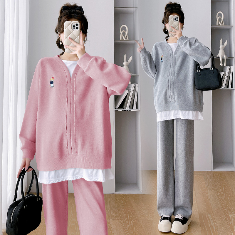 Pregnant Woman Autumn Clothing Suit Broadlegged Pants Net Infrared Out Autumn Winter Blouses Loose Spring Autumn Sports Leisure Two Sets-Taobao