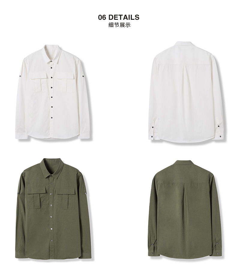 Markless Men dài tay áo bảo hộ lao động Áo khoác nam Màu sắc rắn thường giản dị Áo sơ mi cotton nam - Áo khoác đôi quần áo nam