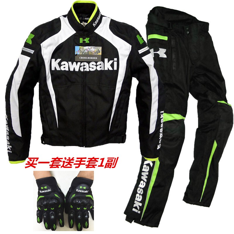 Original Motorcycle Riding Suit Set for Men, Kawasaki Motorcycle Jacket, Windproof and Warm, All-Season Racing Suit, Motorcycle Touring Rally