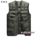 Mẫu nam mùa thu đông xuống áo vest cotton trung niên nhiều túi cổ chữ V dày ấm vest vest rộng Áo vest cotton