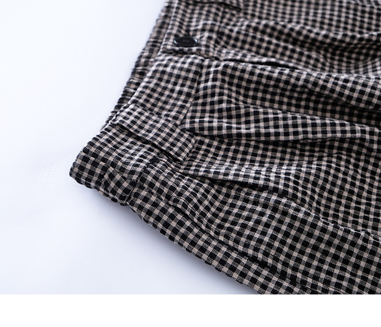 Chất liệu cotton và vải lanh lưới năm điểm quần âu nữ 2019 hè mới rộng mỏng mỏng phần chân váy rộng houndstooth - Quần short quần short nữ lưng cao