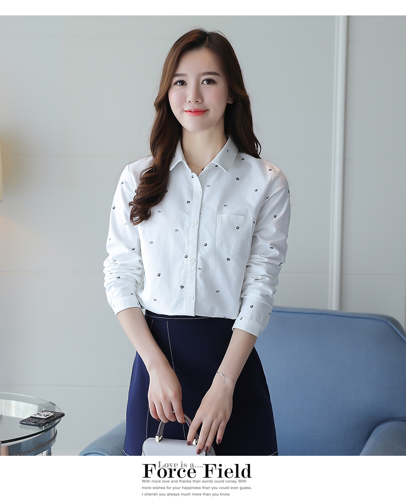 Áo sơ mi cotton nữ tay dài A21T thu đông mới thời trang áo sơ mi cỡ lớn Senma đơn giản áo sơ mi hoa nữ - Áo sơ mi dài tay 	áo sơ mi nữ kẻ sọc dài tay	