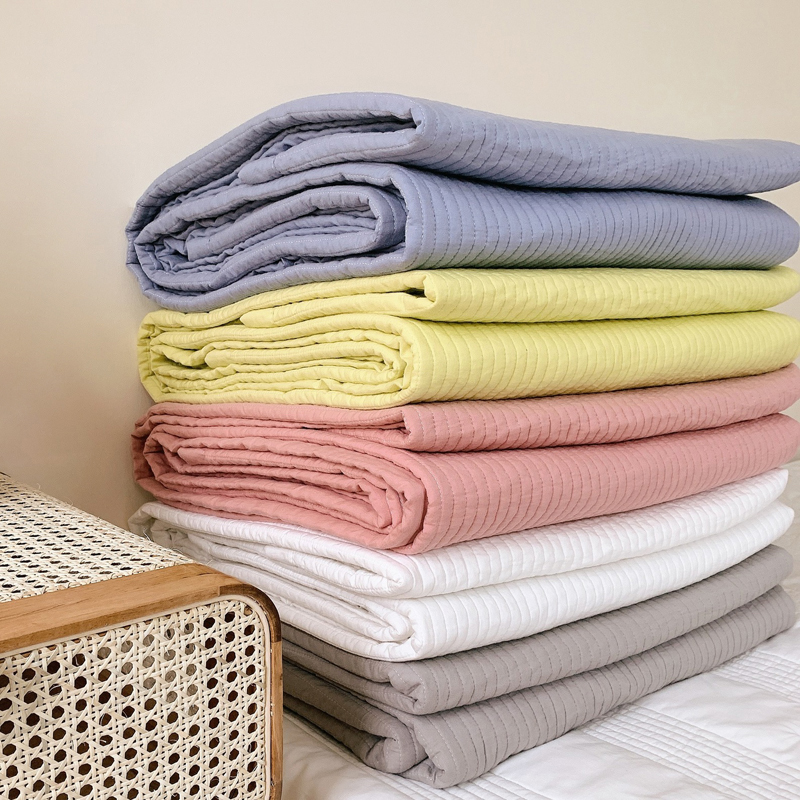 Cotton quilted Korean solid color thick sheets quilted bed cover three-piece European-style single-piece cotton summer air-conditioning quilt