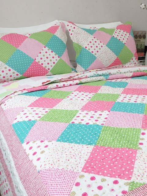 Pure cotton quilted quilt full cotton wash cotton Korean bed cover three-piece set cotton sewn kang single two-piece set bed cover