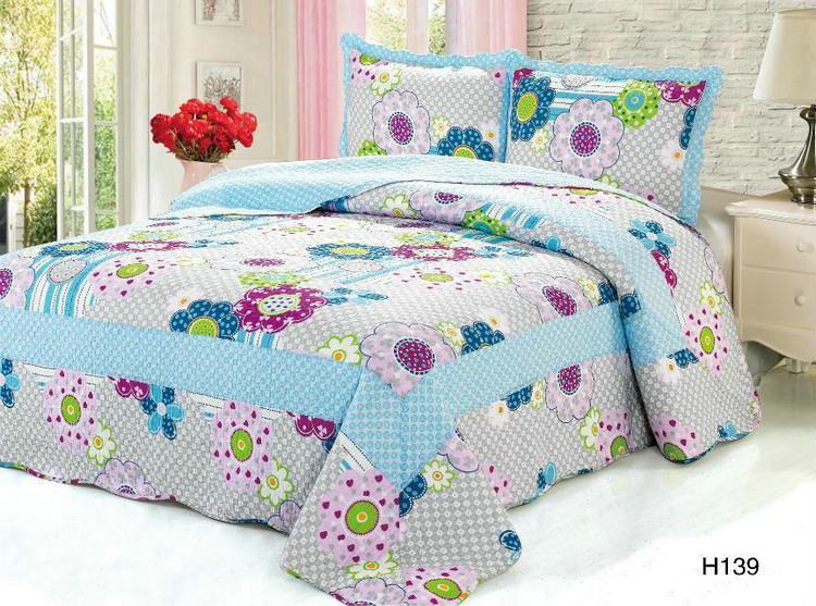 Tấm trải giường bằng vải cotton ba màu của Hàn Quốc được giặt bằng không khí bằng những tấm vải bông theo phong cách châu Âu thảm trải giường