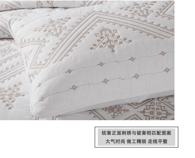 Xuất khẩu bông Châu Âu giường bìa trắng thêu quilting là ba mảnh bông điều hòa không khí là mùa hè mát mẻ giường đôi