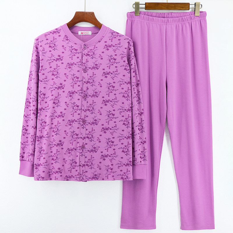 Medium-old cardio-hoodie pure cotton large size for autumn clothes sanitary pants for the elderly plus fattening for a single layer knit spring and autumn heating clothes