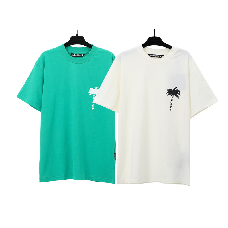 Palm Angels Short-Sleeved T-Shirt Pa Coconut Tree Letter Print Street Fashion Brand Casual Round-Neck T-Shirt