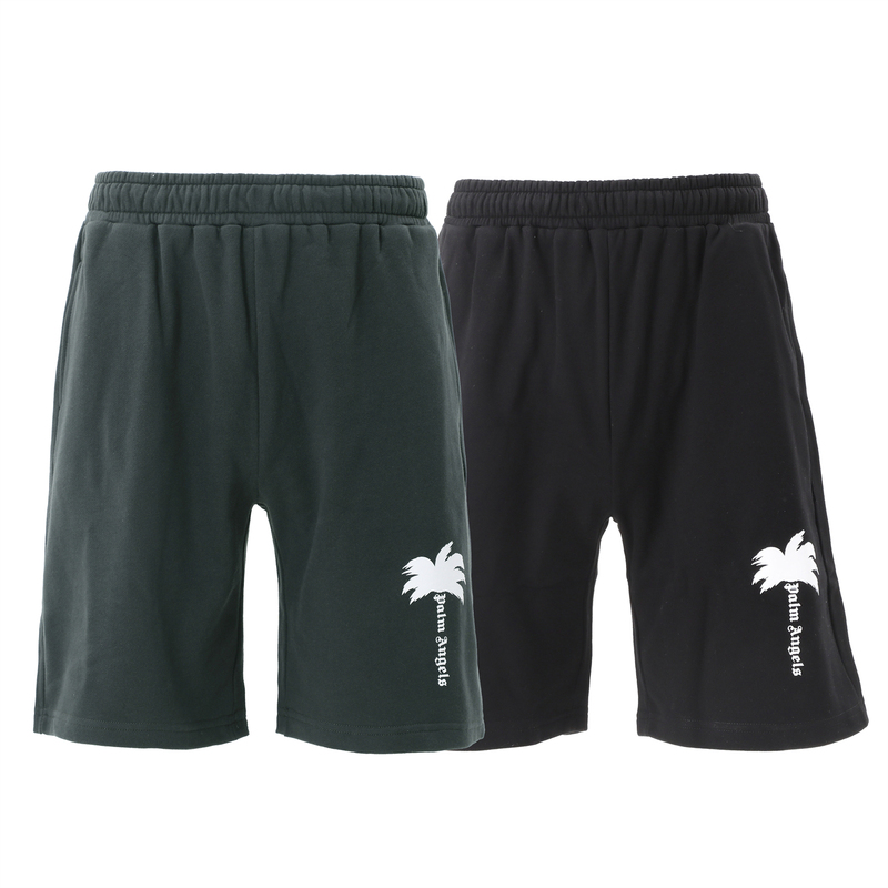 Palmangels Palm Angel Shorts with Coconut Tree Letter Print, High Street Fashion Brand, Pure Cotton Casual Sports Shorts