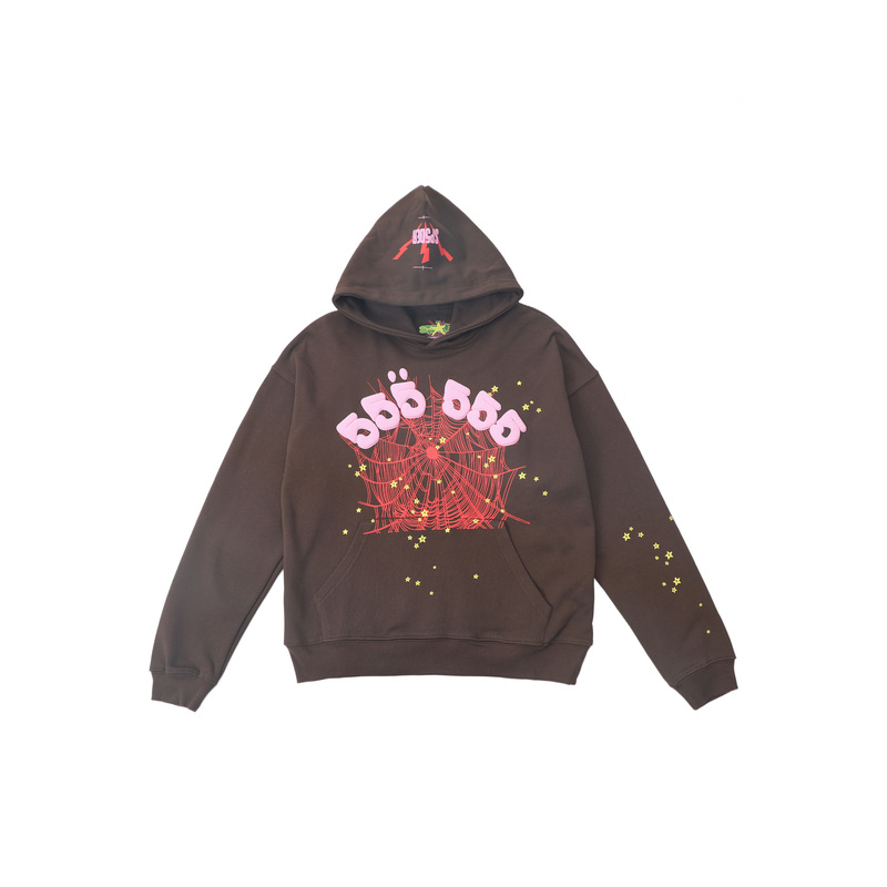 Sp5Der Hooded Sweatshirt Spider Web Star 555 Print American Street Fashion Brand Jacket Pure Cotton Pullover for Men