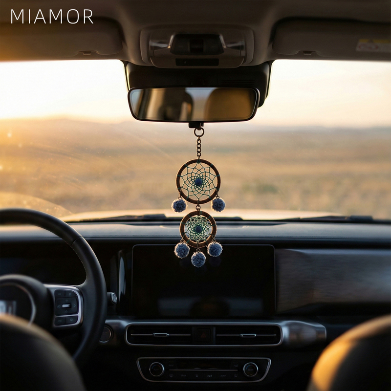 Miamor Original Handmade Dream Catcher Keychain Pendant with Fur Ball, Car Bag Decoration, Niche Exquisite Creative Gift