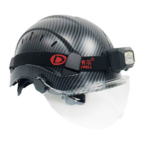 Guardian anti-smashing carbon fiber striped road safety hat with goggles lights national safety helmet rescue print