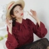Áo sơ mi nữ Mo Jin dài tay phiên bản Hàn Quốc của chàng sinh viên hoang dã 2018 đầu xuân mới tay áo cánh sen tay áo voan kiểu áo sơ mi nữ đẹp Mùa xuân