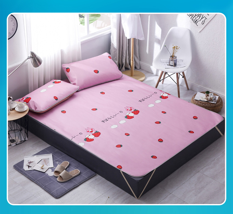 ins ròng dâu tây đỏ lụa băng giường mat 1.8m chỗ ngồi ghế máy lạnh ba mảnh mùa hè cô gái của tâm Ruanxi phụ 1,5m - Thảm mùa hè chiếu tăm tre