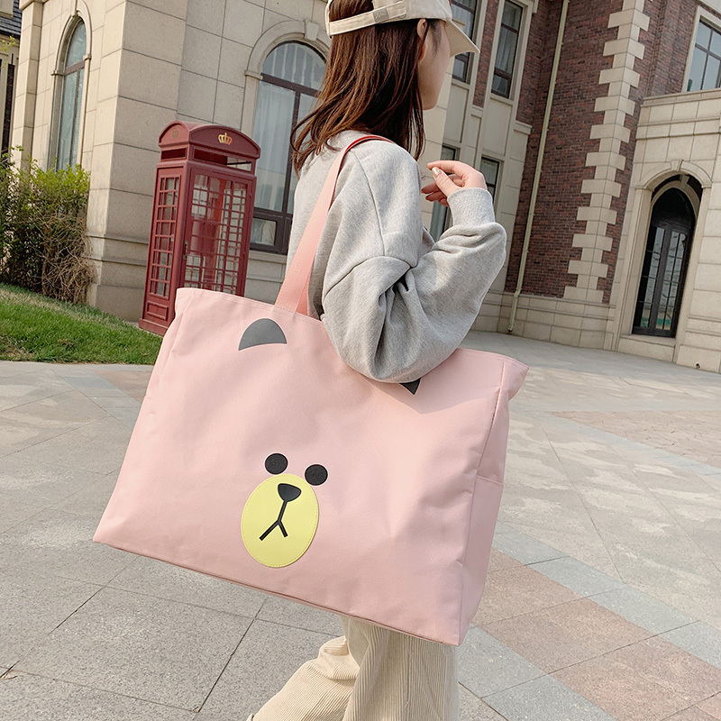 Korean-Style Cartoon Travel Bag, Large-Capacity Luggage Bag, Lightweight Clothing Tote Bag, Cute and Fashionable Maternity Storage Bag