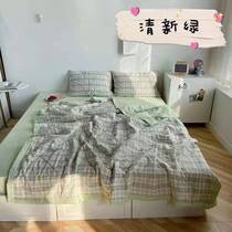 (Fresh green) no fluorescent agent water washing cotton cotton yarn-dyed summer cool quilt air conditioning by double machine washable summer