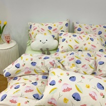 Light luxury style simple 32 sets no fluorescent agent water washing cotton four-piece cotton cotton quilt cover bed sheets bedding