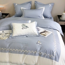 100 Xinjiang long suede cotton full cotton pure cotton three sets of light and luxurious bed linen bed with four sets in bed