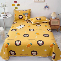 Live exclusive (Lion radish) old coarse cloth sheets pastoral bed simple fashion pillowcase three-piece set
