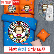Customized bedding pillow case wide cotton fabric cartoon cotton cotton cotton fabric childrens quilt cover bed sheet