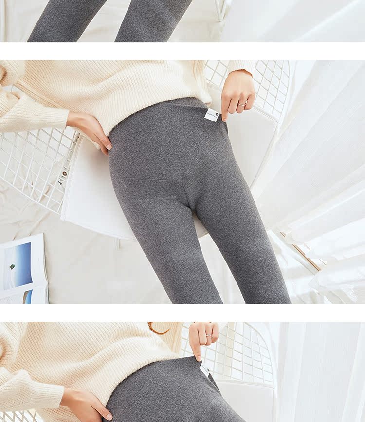 Bà bầu mang quần cho bà bầu Quần legging mùa đông cộng với nhung dày mang thai bụng giữa hỗ trợ mang thai ấm áp mùa thu quần bầu